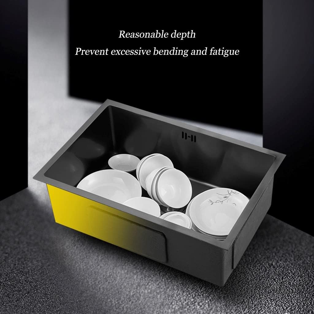 Kitchen Nano Sink Handmade Small Sink Stainless Steel Dish Basin Under Counter Basin Mini Bar Sink (Color : Black(A), Style : 38 * 30 * 21.5cm)
