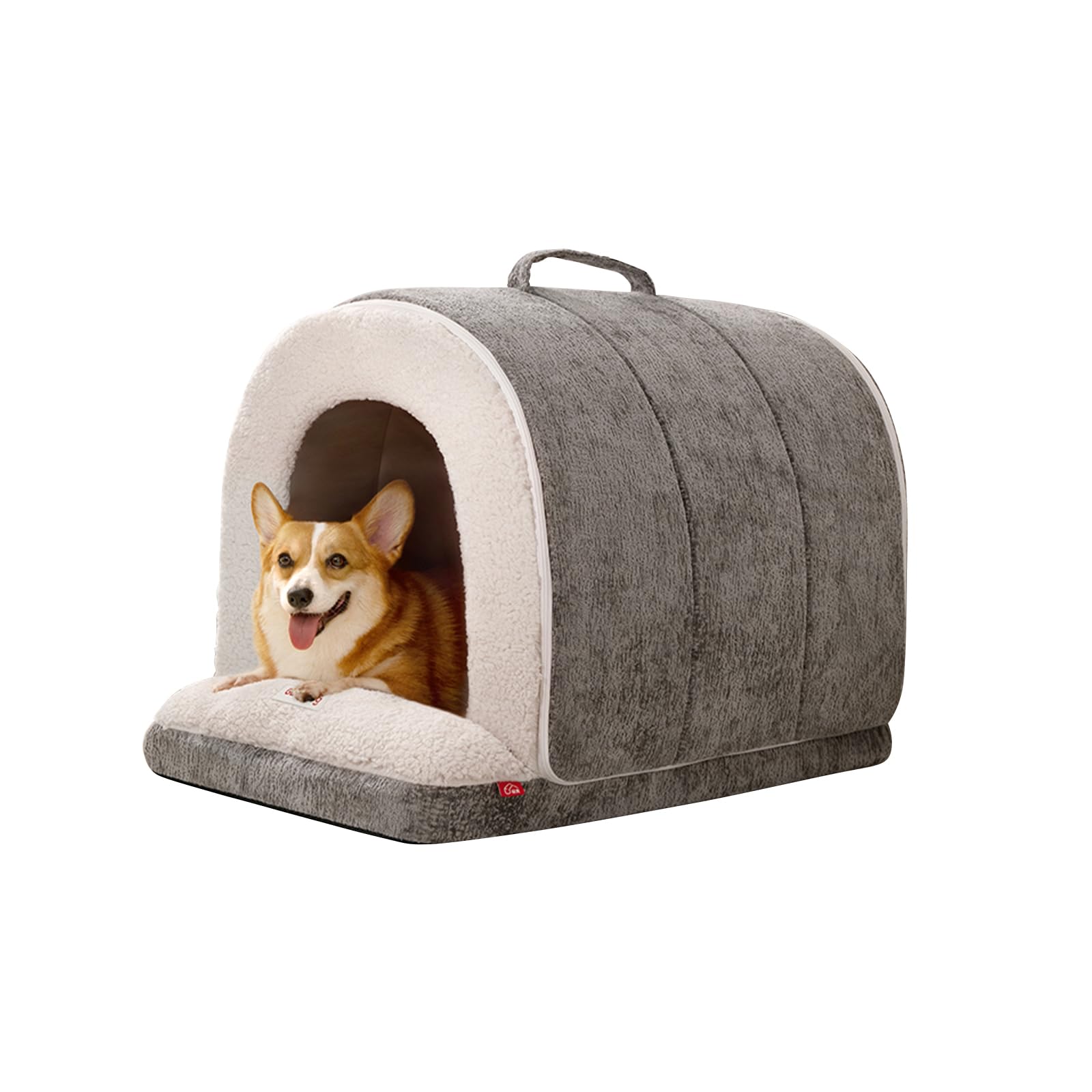 Galatée Cat House, Warm And Cosy Cat Igloo Bed, Foldable Pet Bed With Anti-Slip Bottom, Comfortable Dog Nest With Removable Cushion(L, Gray)