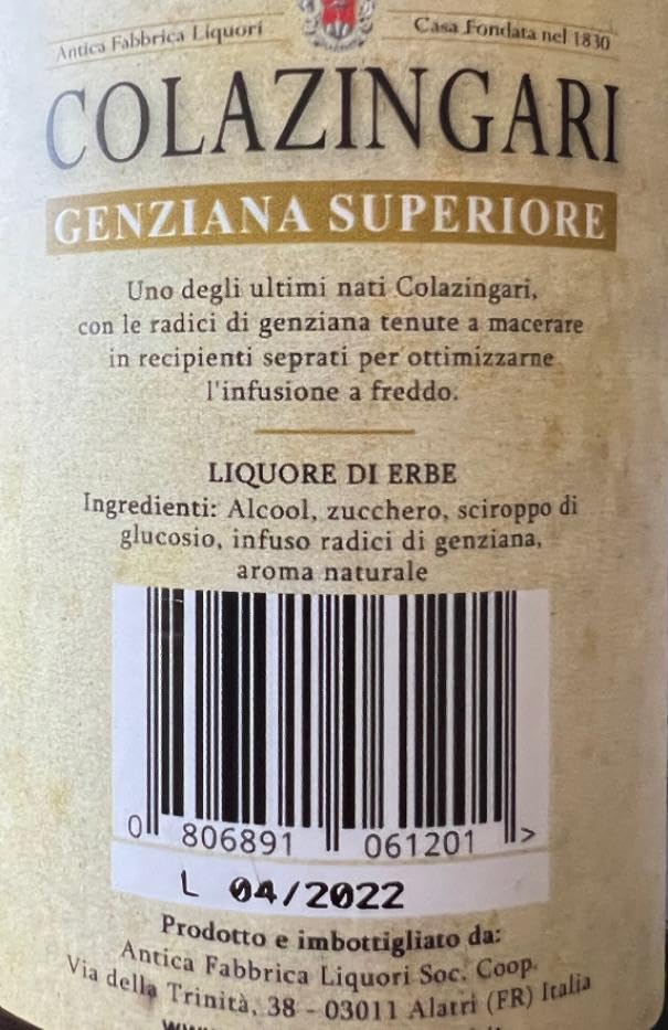 COLAZINGARI GENZIANA SUPERIORE 70 CL
