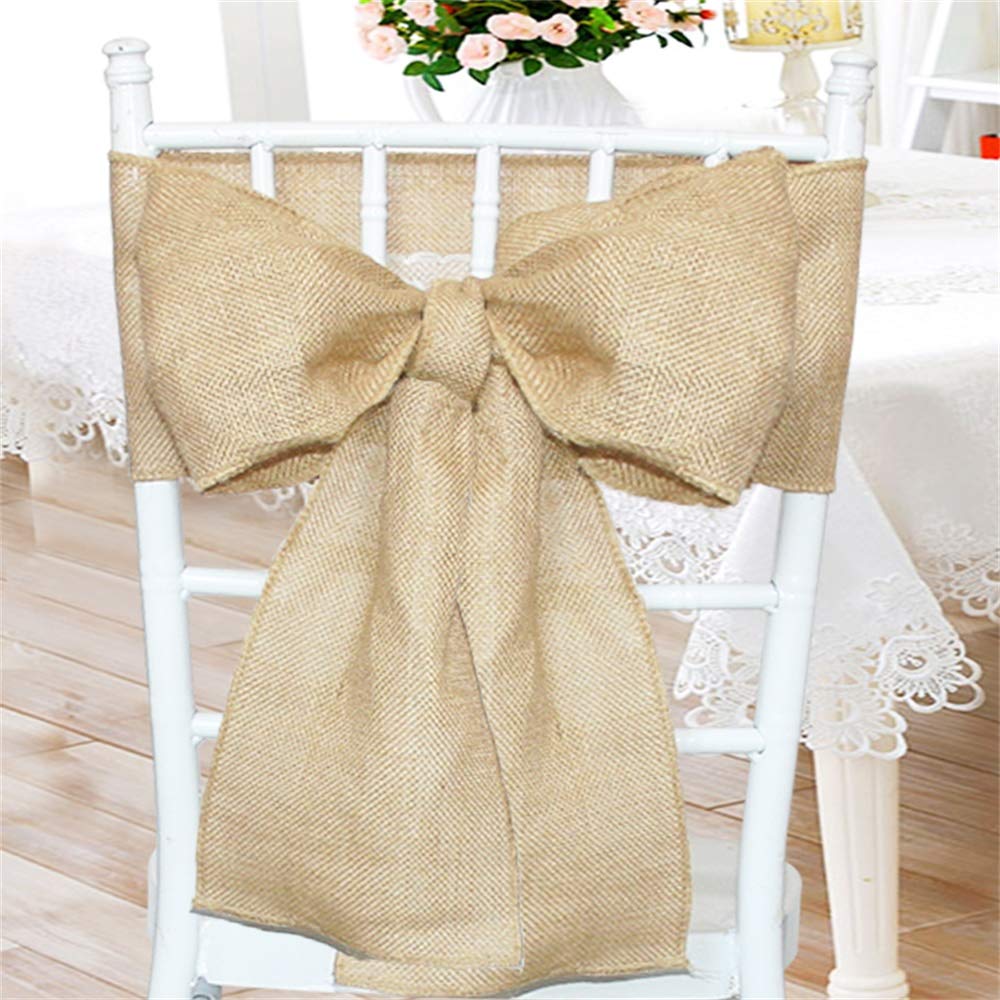 Time To Sparkle Sash-Jute 10Pcs Jute Hessian Sashes 240X17cm Natural Burlap Rustic Vintage Wedding Outdoor Party (Sash-Jute)
