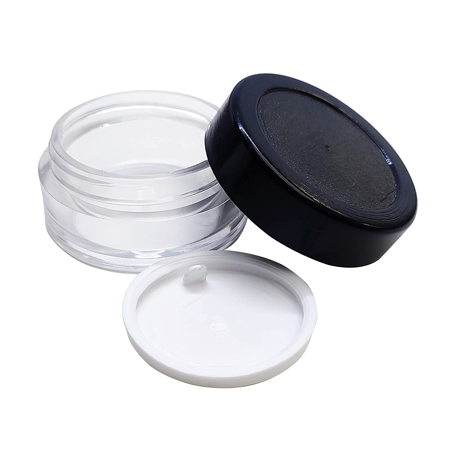 Hunky Dory Acrylic 8gram Royal Black Cap Glass Transparent Cosmetics Shan Jar Container for Creams,Lip Balm, Body Butter, Essential oil, Eyeshadow, Makeup Use(Pack of 1)-picture-42