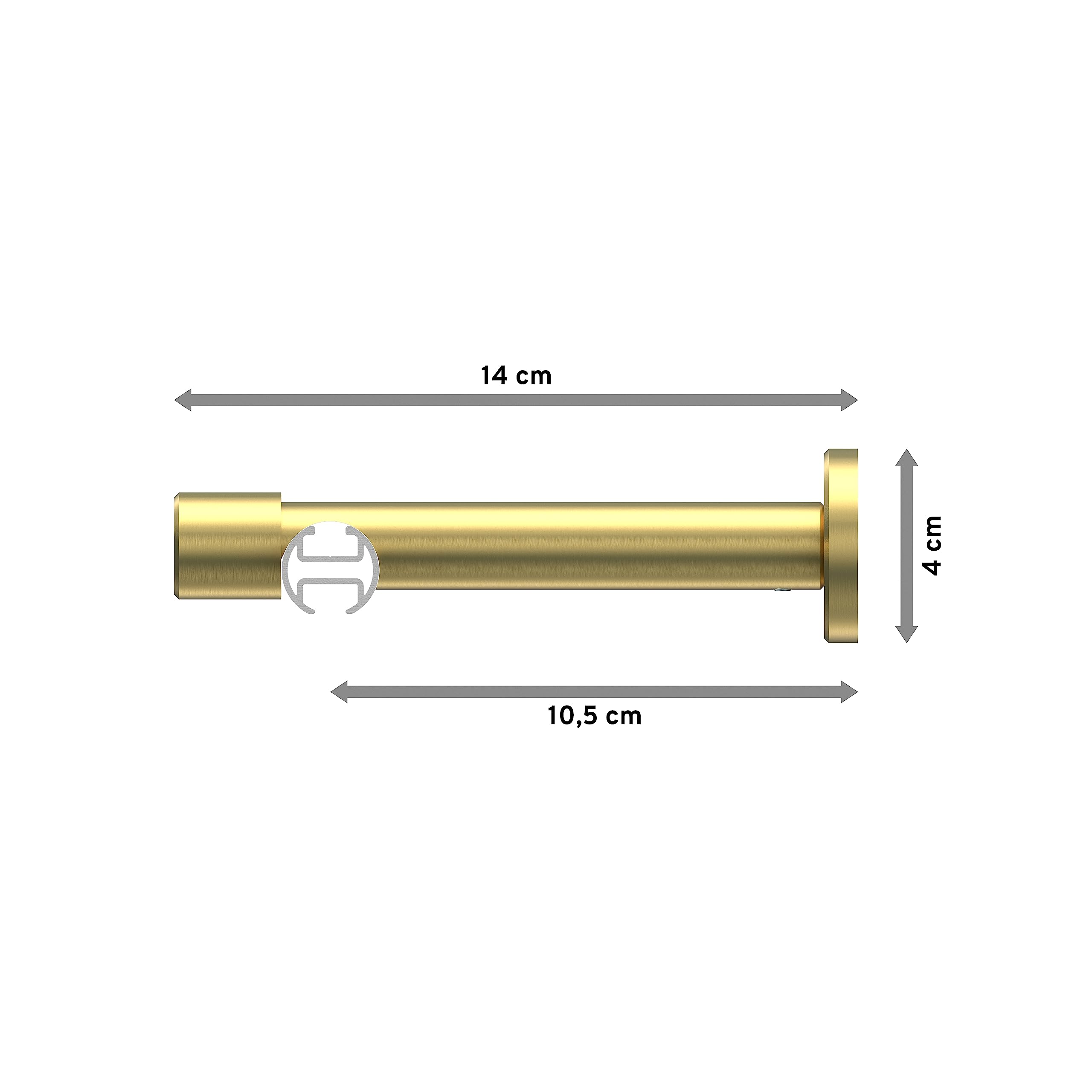 INTERDECO Innenlauf-Gardinenstange 20 mm, moderne Innenlaufstange aus Metall, Messing-Optik, zur Wandmontage, Typ 10213625, 220 cm
