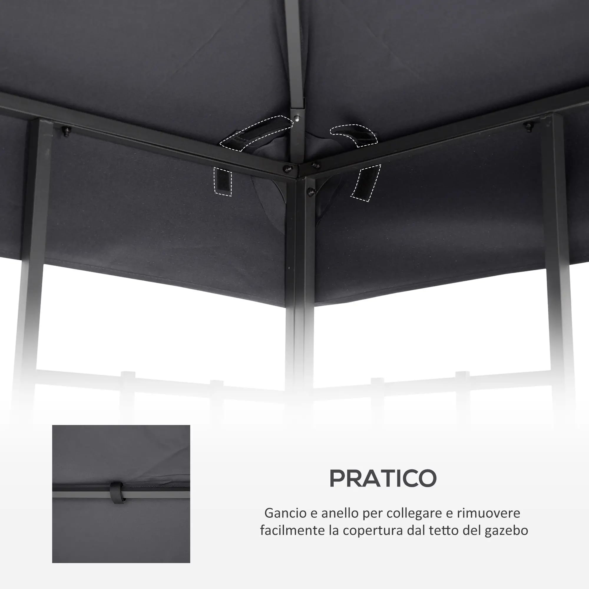 Telo Gazebo 3x3 Impermeabile E Anti-UV | Con Airvent, Ricambio Universale - Foto 2