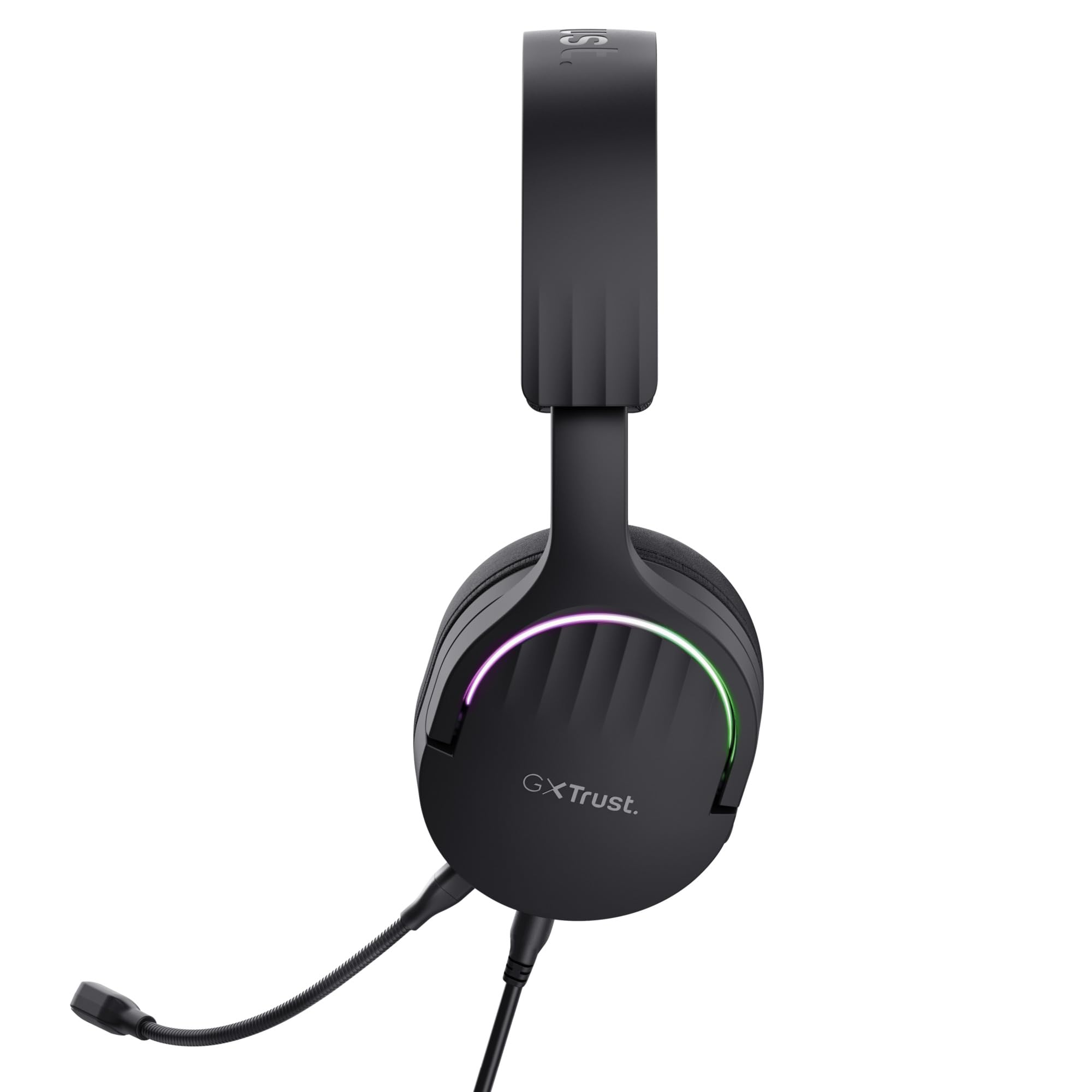 Trust Gaming GXT 490 Fayzo USB Gaming Headset 7.1 Surround Sound, 50mm Drivers, 85% Recycled Plastics, RGB Over-Ear Wired Headphones with Noise Cancelling Microphone for PC PS5 - Black