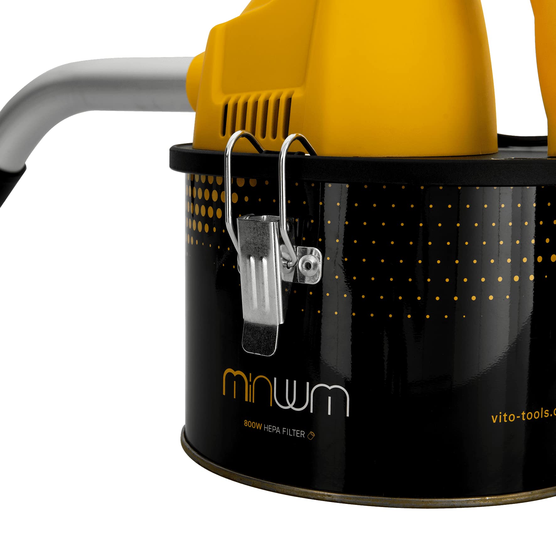 VITO Mini Staubsauger für Pellets - Aschesauger 800w 4L bis 40° auch Grill, kleine Ofen geeignet - HEPA Filter - Aluminiumrohr, Pelletofen, hochwertige Ausführung, Schwarz-gelb