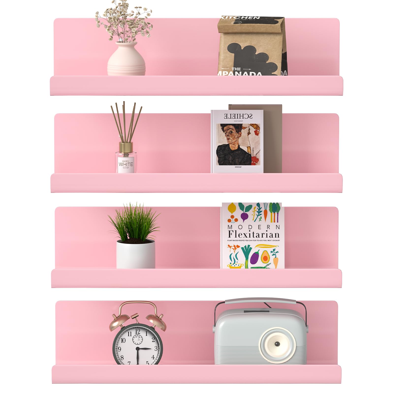 WELDUN Floating Shelves, Set of 4 Wall Mounted Shelf, Picture Ledge Display, Decorative Wall Shelves for Living Room Bedroom