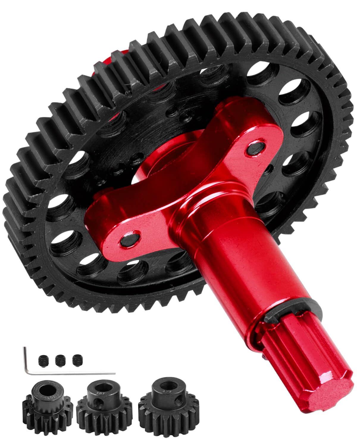 RCMYou 57T Spur Gear Slipper Clutch with 15T/16T/17T Pinions Upgrades for 1/8 Typhon 3S BLX 1/10 Granite/Senton/Big Rock/Vorteks 3s BLX,Kraton/Outcast 4S BLX,Red