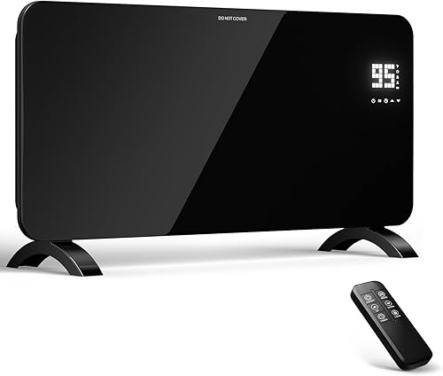 Uthfy Calentador de espacio de convección para uso en interiores, calentador de panel eléctrico de 1500 W con pantalla LED, montado en la pared o en