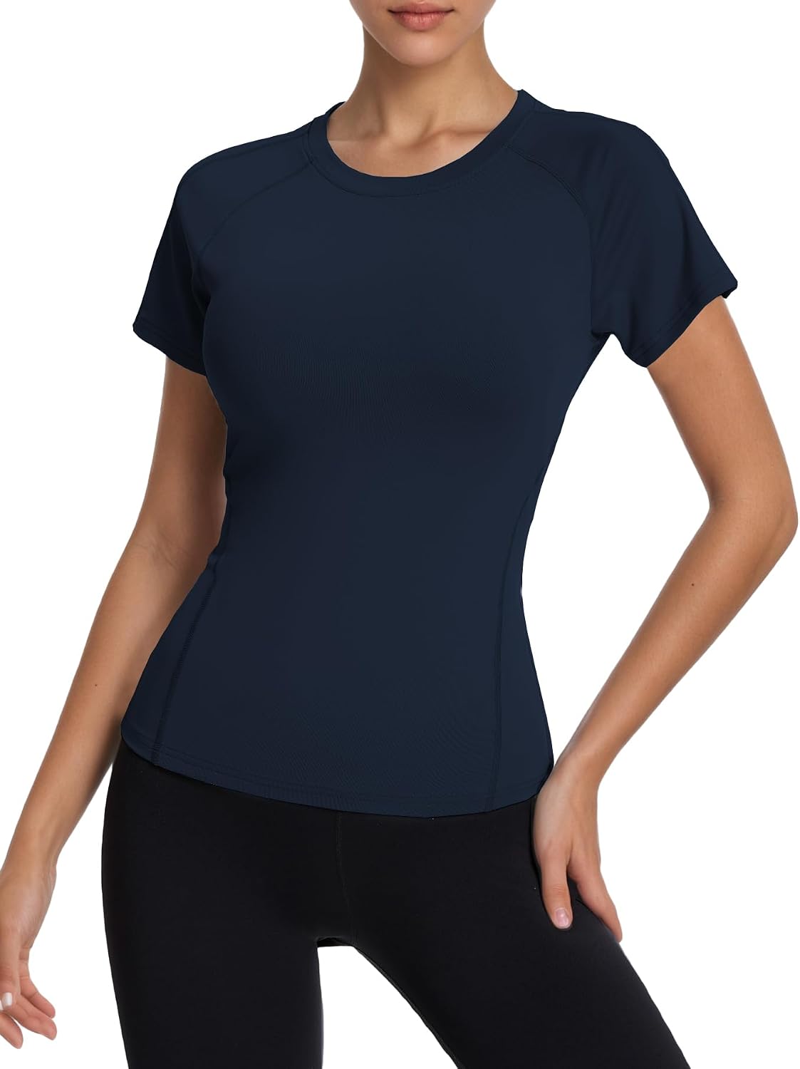 Women's 1 or 2 Pack Compression Workout Shirts Breathable Quick Dry Gym Crop Basic Tops