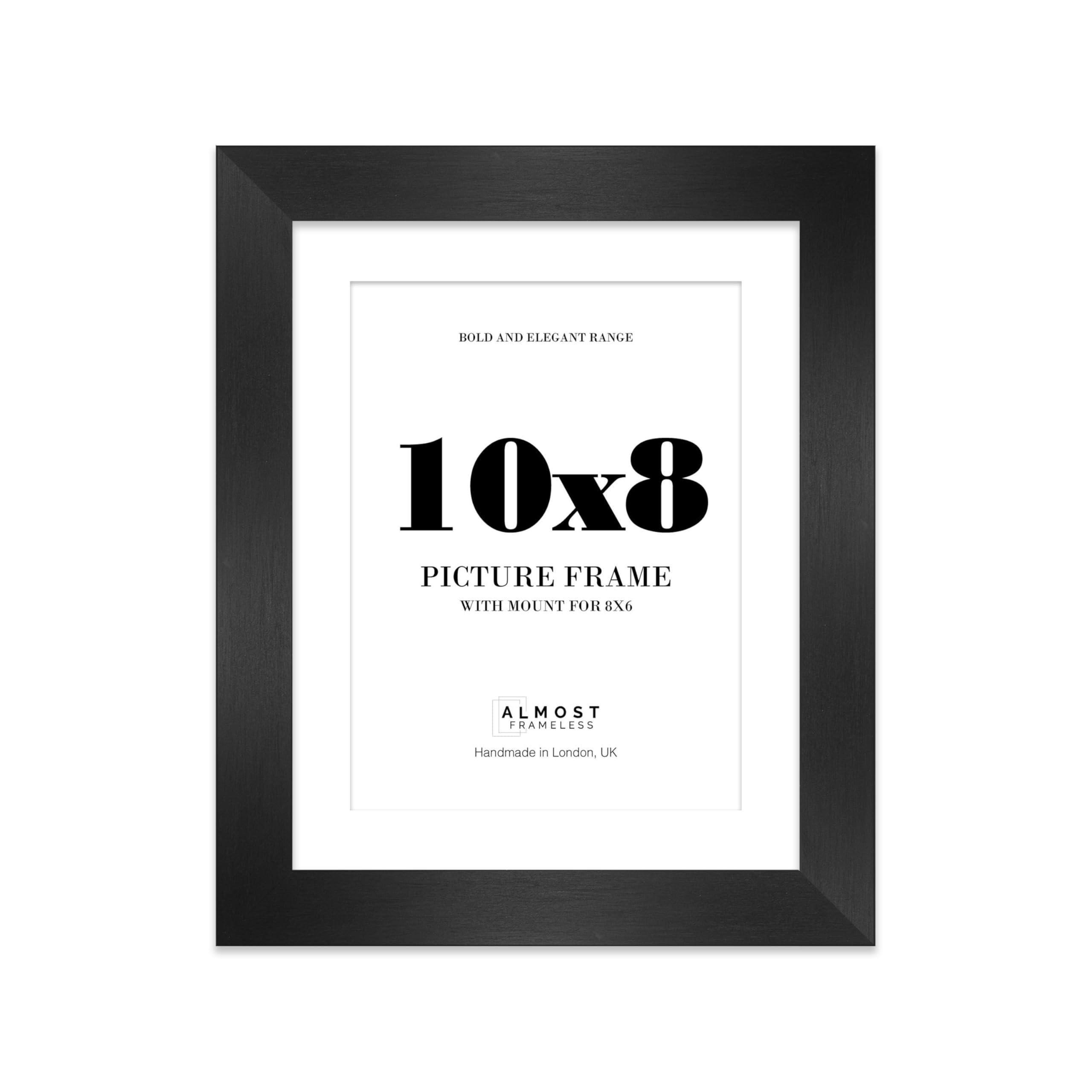 10x8 Black Frame With Mount for 8x6 Pictures 28mm Edge Portrait and Landscape Display with Wall Hooks and Kickstand, 1 Pack
