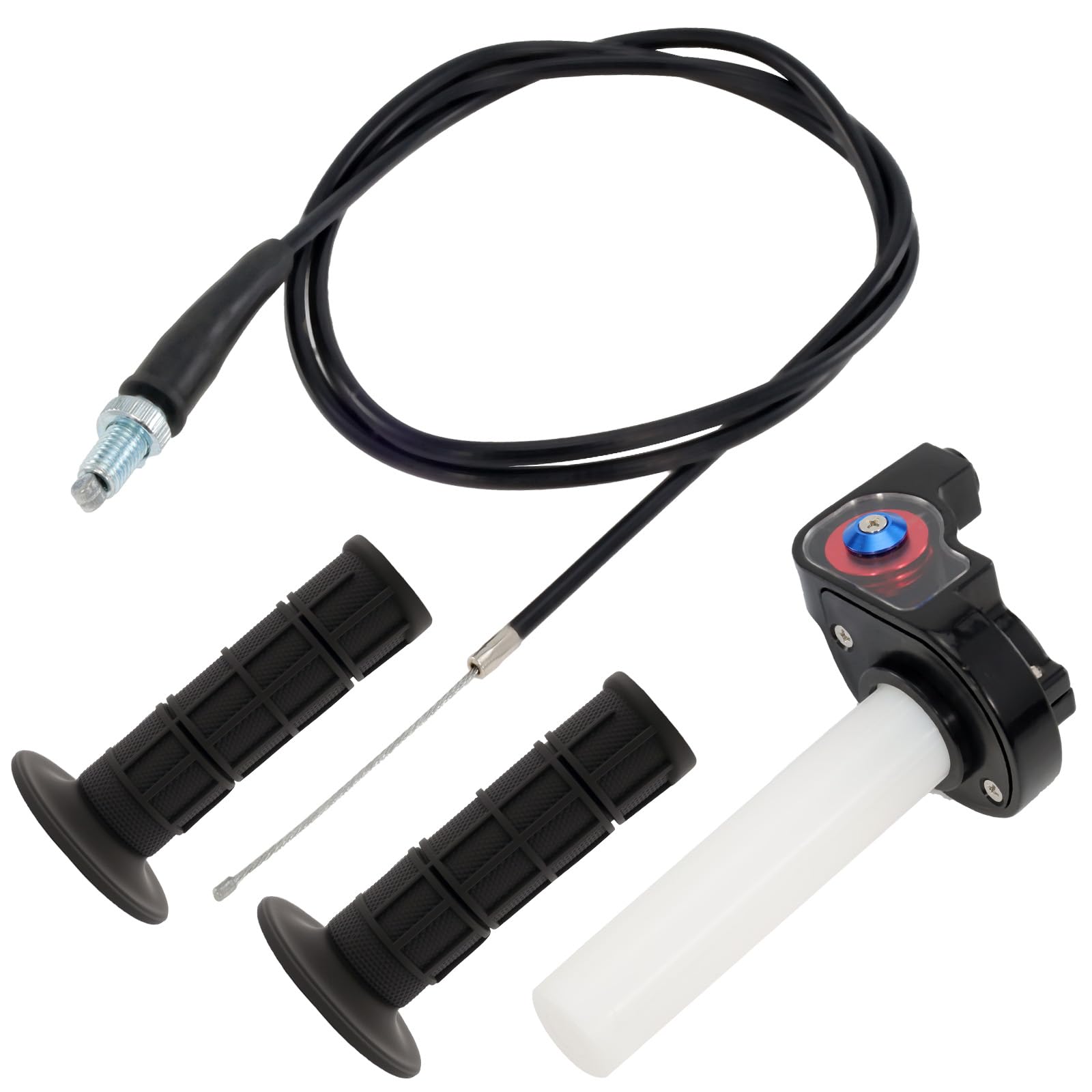 Kit de Empuñaduras de Acelerador de Giro Rápido con Manillar de Aleación de Aluminio y Cable de 1.2m, Empuñaduras Visuales de 7/8 Pulgadas (22mm) para Motocicletas 50cc-200cc, Quad y Pit Dirt Bike