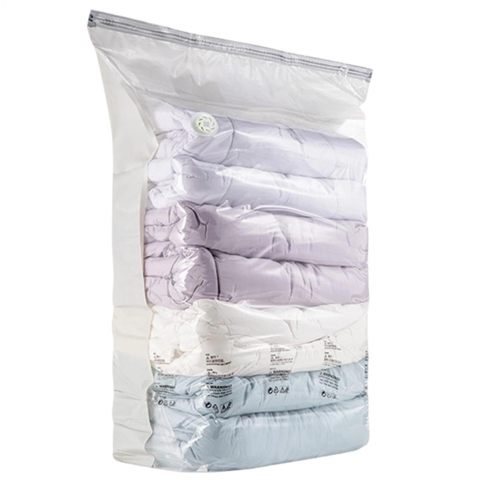 Paquete de 6 bolsas de almacenamiento al vacío sin bomba, bolsas selladoras al vacío reutilizables que ahorran espacio para ropa, mantas, almohadas, de almacenamiento de compresión enrollable