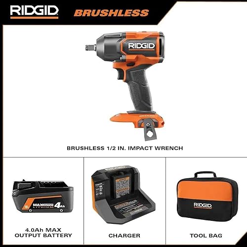 Miniatura 2 de SHAKLAK Pacroban - Kit de llave de impacto inalámbrica de 18 V sin escobillas de 1/2 pulgada con batería de 4.0 Ah y cargador