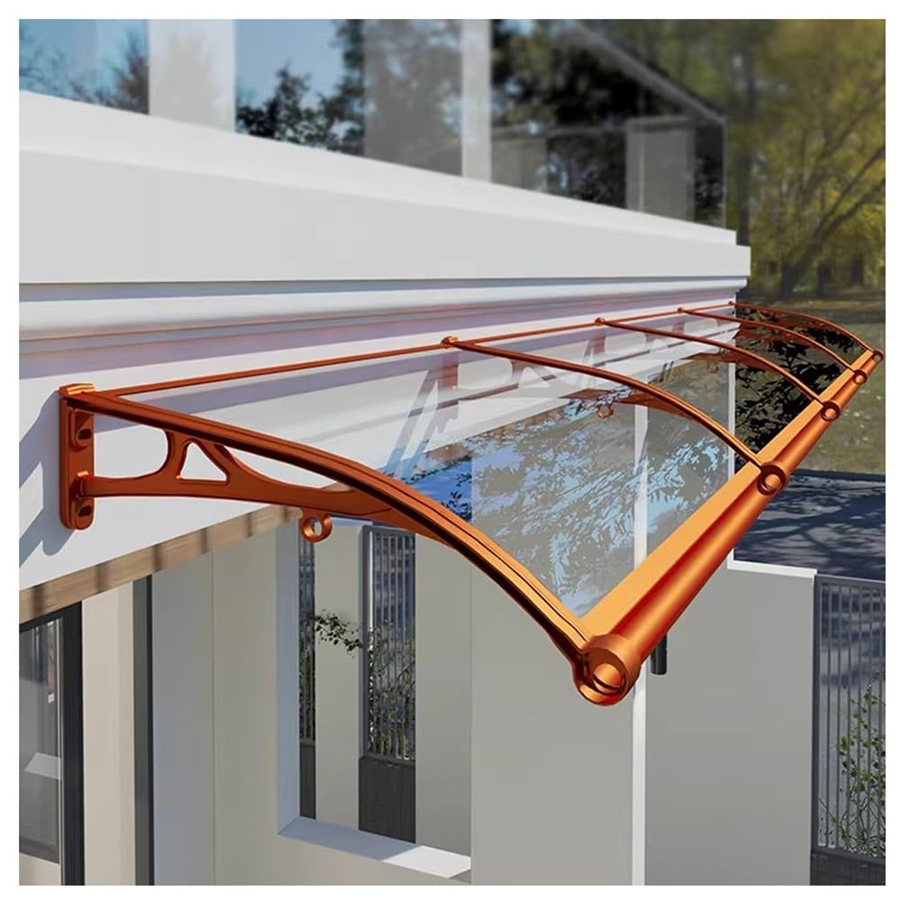 GJMSSMY Curved Door & Window Awning, Aluminum Support & Polycarbonate Cover, UV, Rain & Snow Protection for Porches (31.5x78.7in) - Weather Resistant Canopy