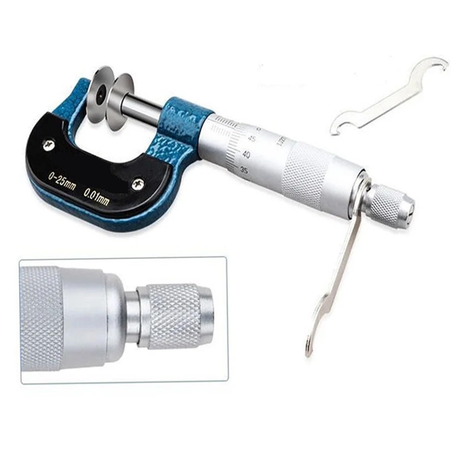 Herramienta de medición de 0-25 mm/0,01 Tipo de disco Espesor Engranaje Disco de dientes Micrómetro Juego 0-25 mm 25-50 mm 50-75 mm 75-100 mm Lecturas fáciles(50-75mm)
