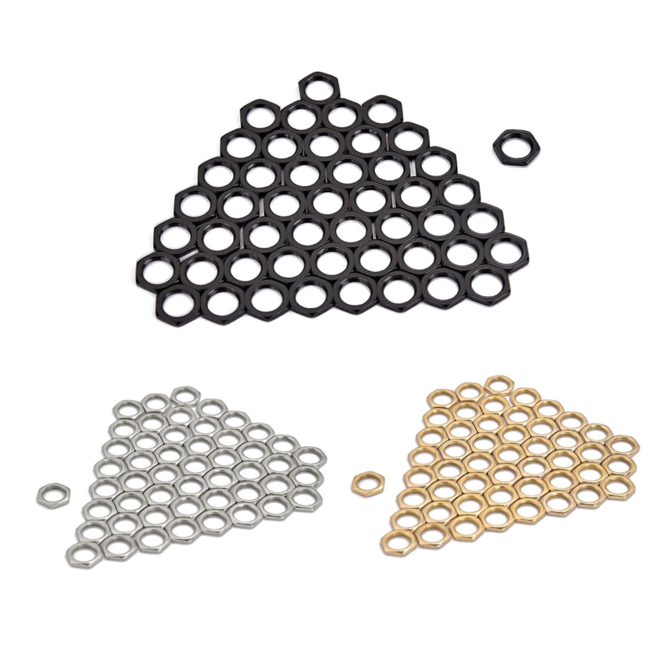 BESTonZON 50 Pack M8 Silver Fine Tooth Nut for Electric Guitar Bass Socket Jack Zinc Alloy Light Thin Nut