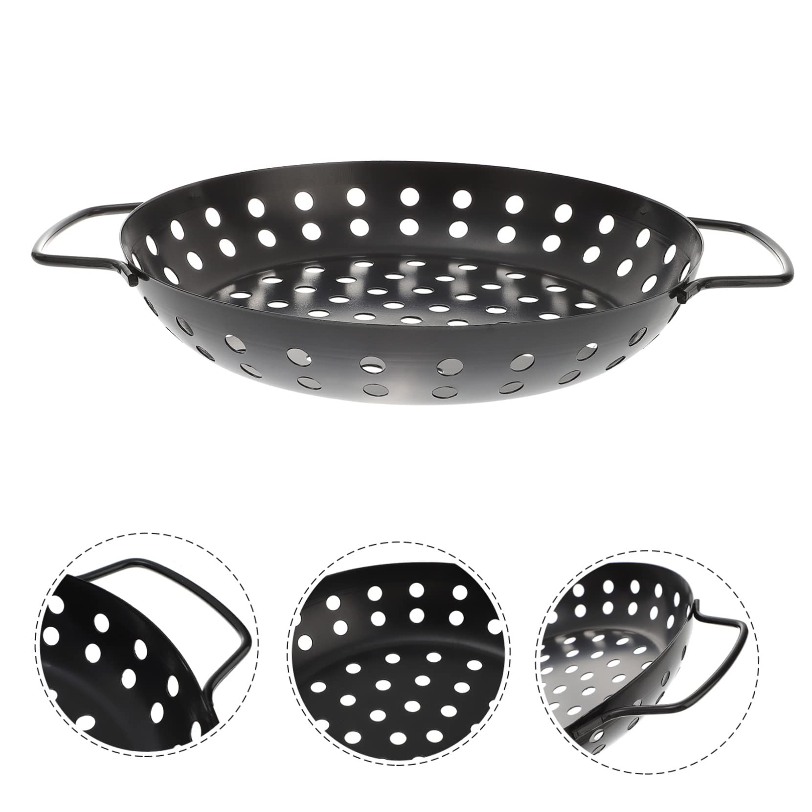 ibasenice Grill Basket Large Holes Bbq Vegetable Grilling Tray Portable Outdoor Barbecue Plate