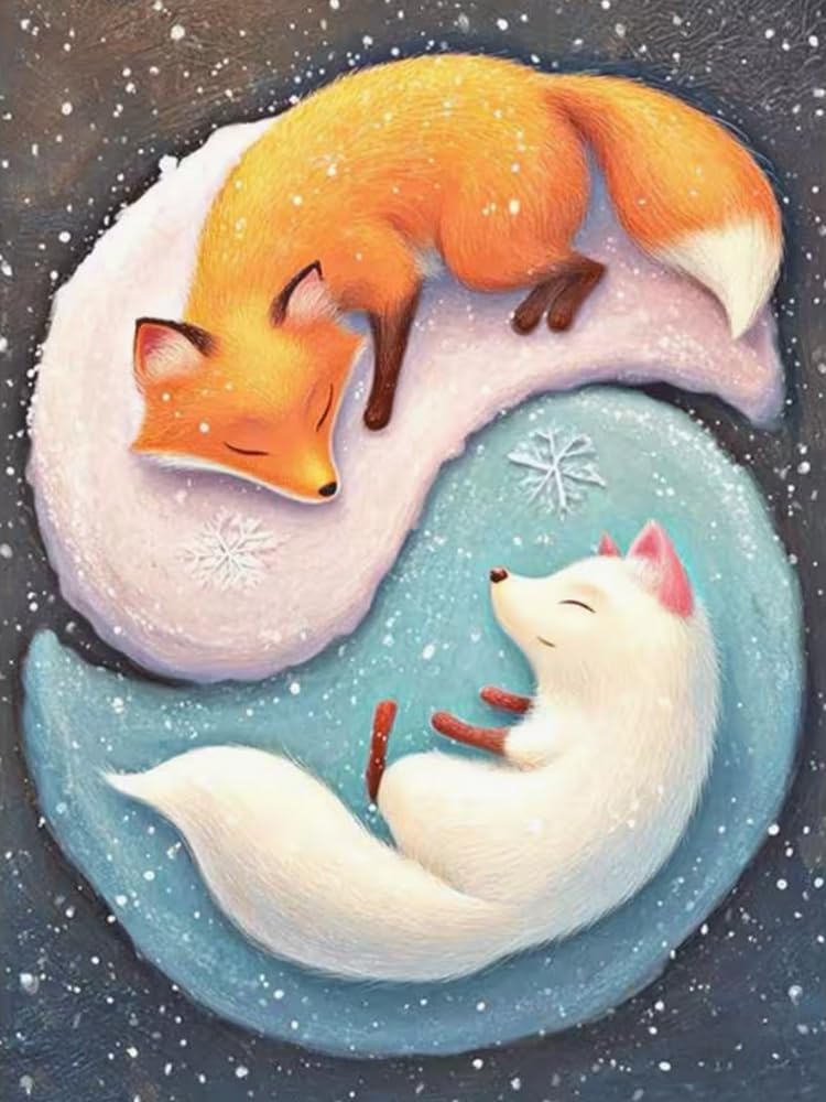 Wihgkin Cross Stitch Kits for Adults 11CT Printed Cross-Stitch Kit Two Foxes DIY Beginner Stamped Embroidery Kits Wall Art Home Decoration （16x20 Inch）