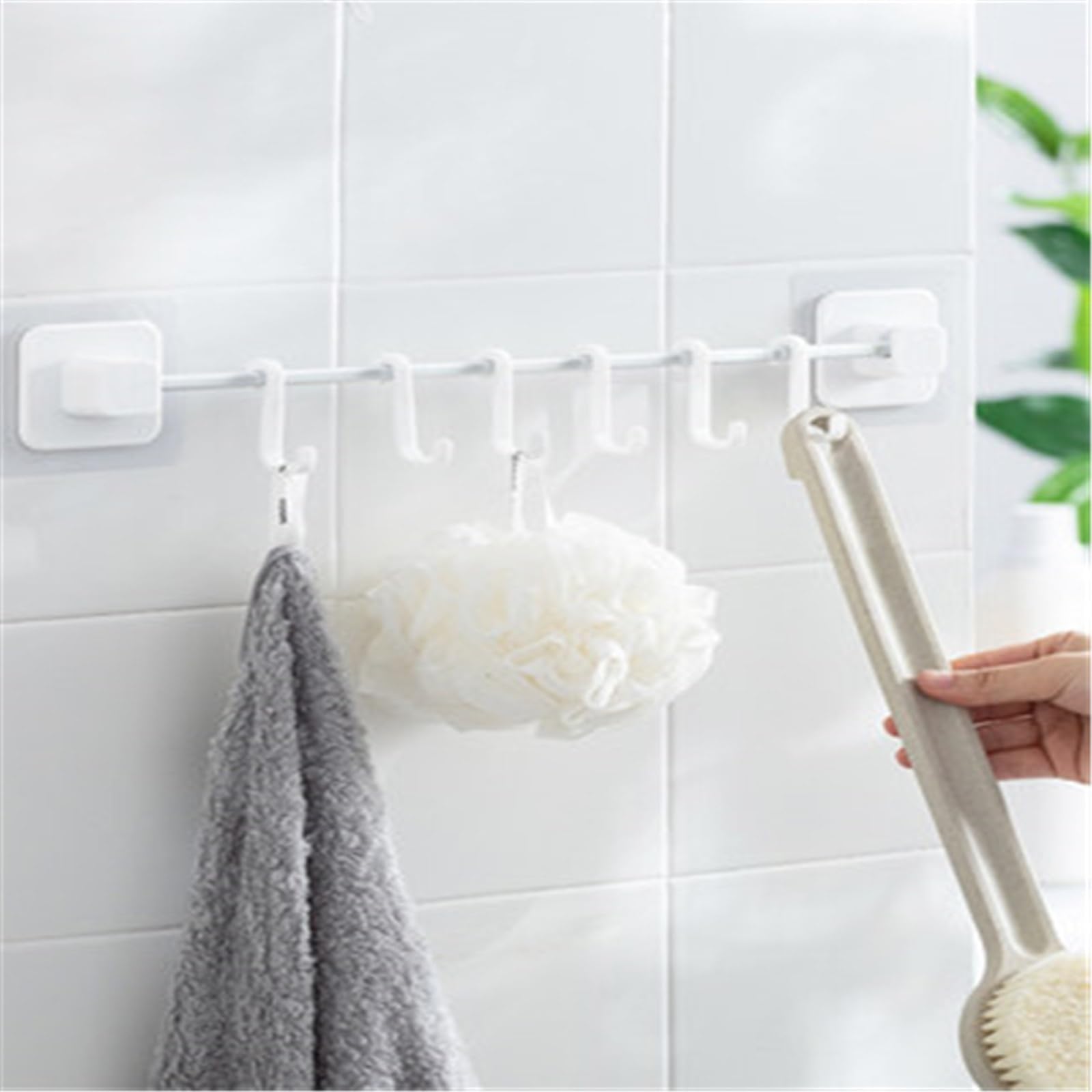 Percha para Utensilios de Cocina Ganchos de cocina, fila de ganchos de pared, estante de almacenamiento de cuchara y espátula montado en la pared