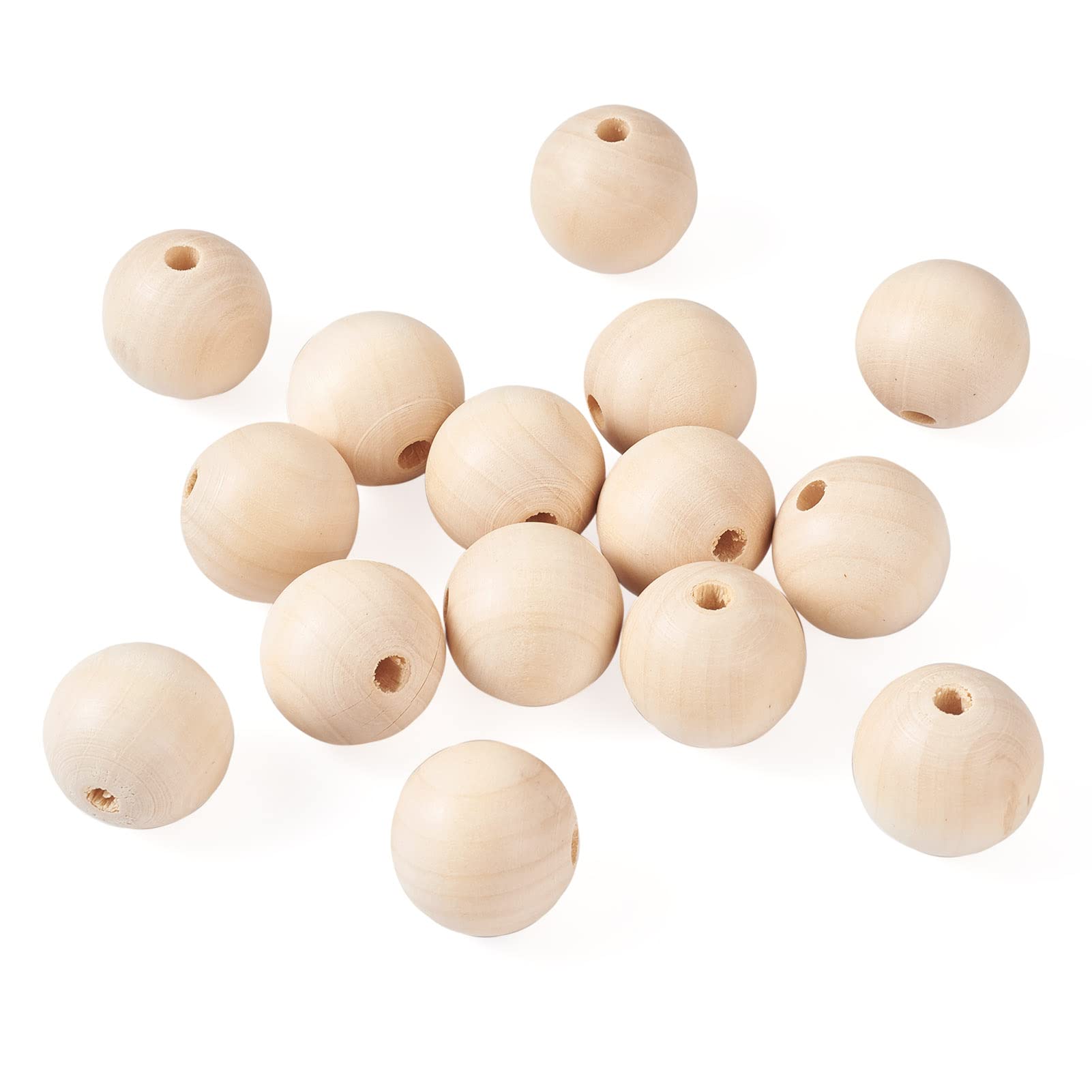 PandaHall 15pcs 30mm Natural Round Wood Beads Large Hole Unfinished Wooden Ball Spacer Loose Beads with 6~7mm Hole for Crafts DIY Handmade Decorations Jewelry Making - Image 2