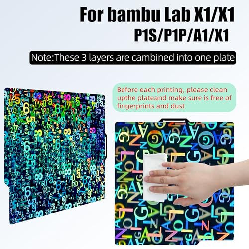 Image of Build Plate 257x257mm - GOMENL Build Plate for Bambu Lab A1 P1P P1S P2S X1 X1C X1E 3D Printer, 3D Printer Spring Steel Removable Platform (Numbers + Letters)