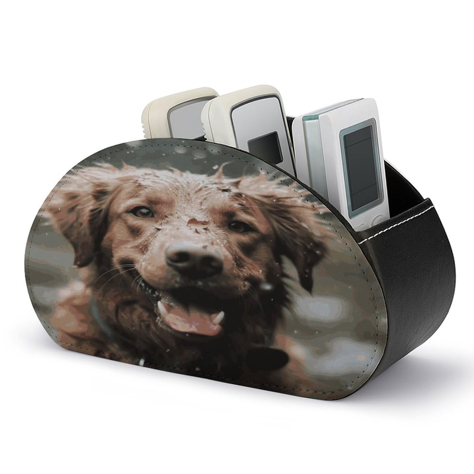 Btcowzrv Style Happy Dog In Rain Remote Control Holder With 5 Compartments
