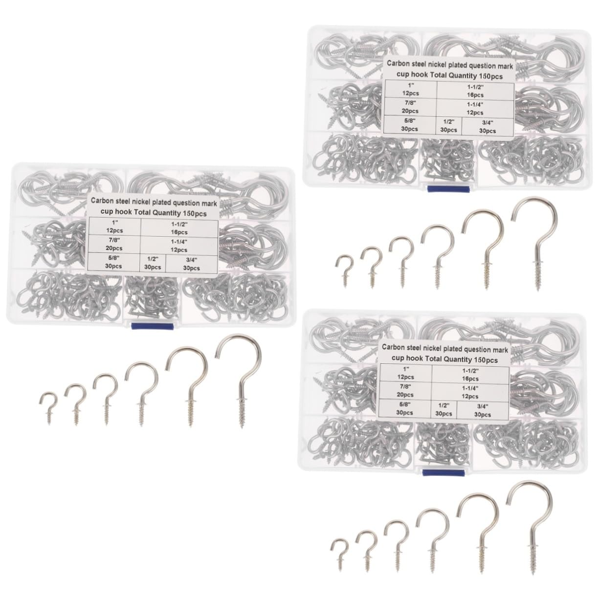 iplusmile 450pièces à Vis Plafond Nickelé Kit Pour Accrocher Plantes Lampes Et Rideaux Pour Maison Bureau