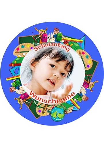 Tortenaufleger mit Wunschname und Bild, Schulanfang, Einschulung, Geburtstag, Essbares Bild für Torten, Ø 20cm - Super Qualität,1006 Cover