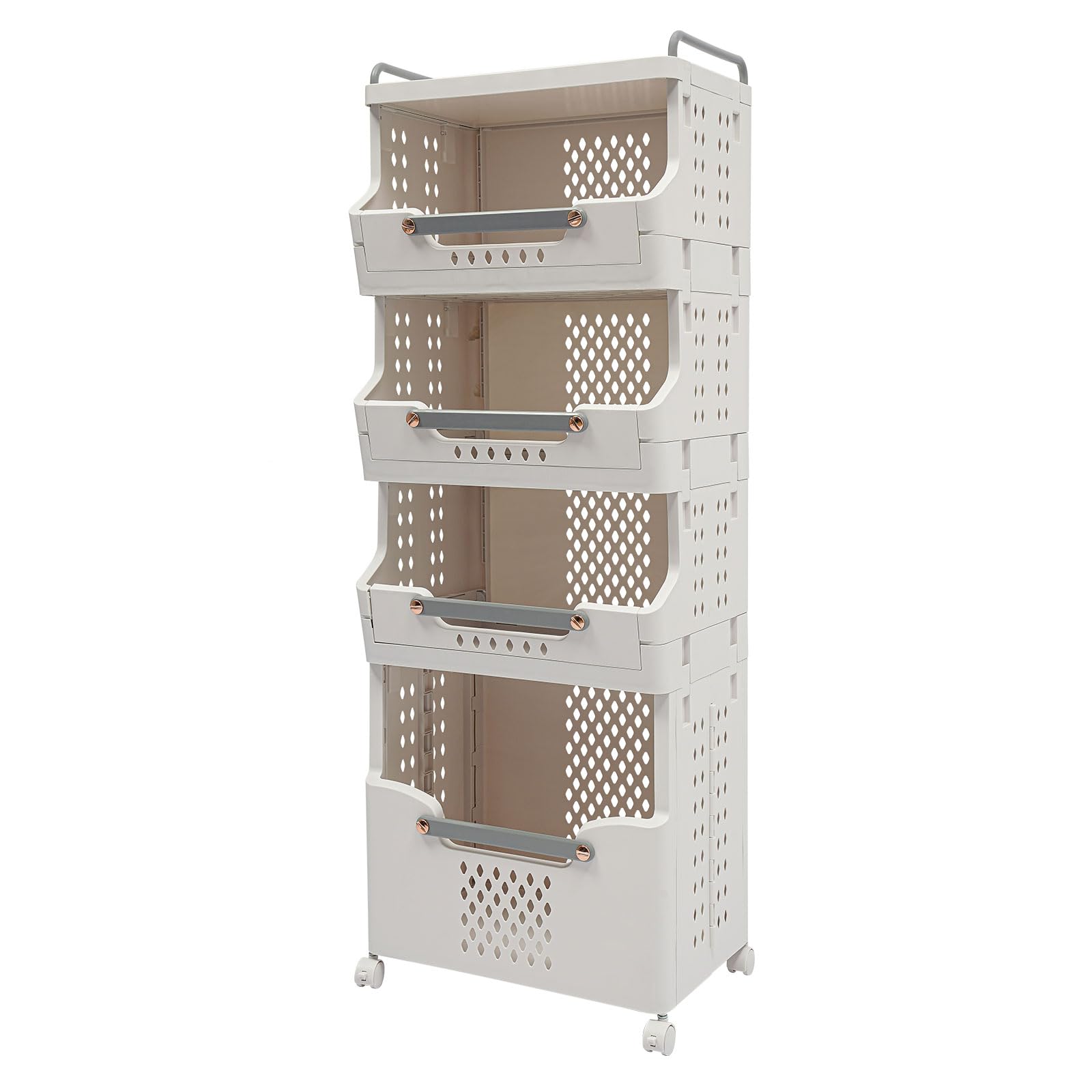 Wäschekorb Plastik Wäschesammler Wäschewagen Laundry Organizer, Stapelbare Wäschekorb mit Rollen, Wäschetrenner mit 3 Aufbewahrungskörbe Wäsche Sortiersystem, 41.6 * 29.7 * 88.8cm