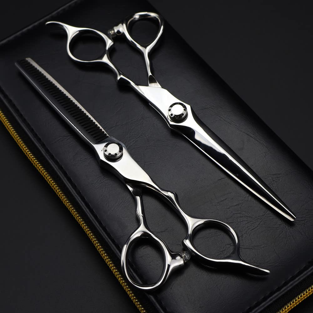 Tijeras de peluquería Profesionales de 6,5 Pulgadas, Fabricadas en Japón con Acero 440c, Color Plata. Juego de Tijeras de peluquería para entresacar el Cabello.