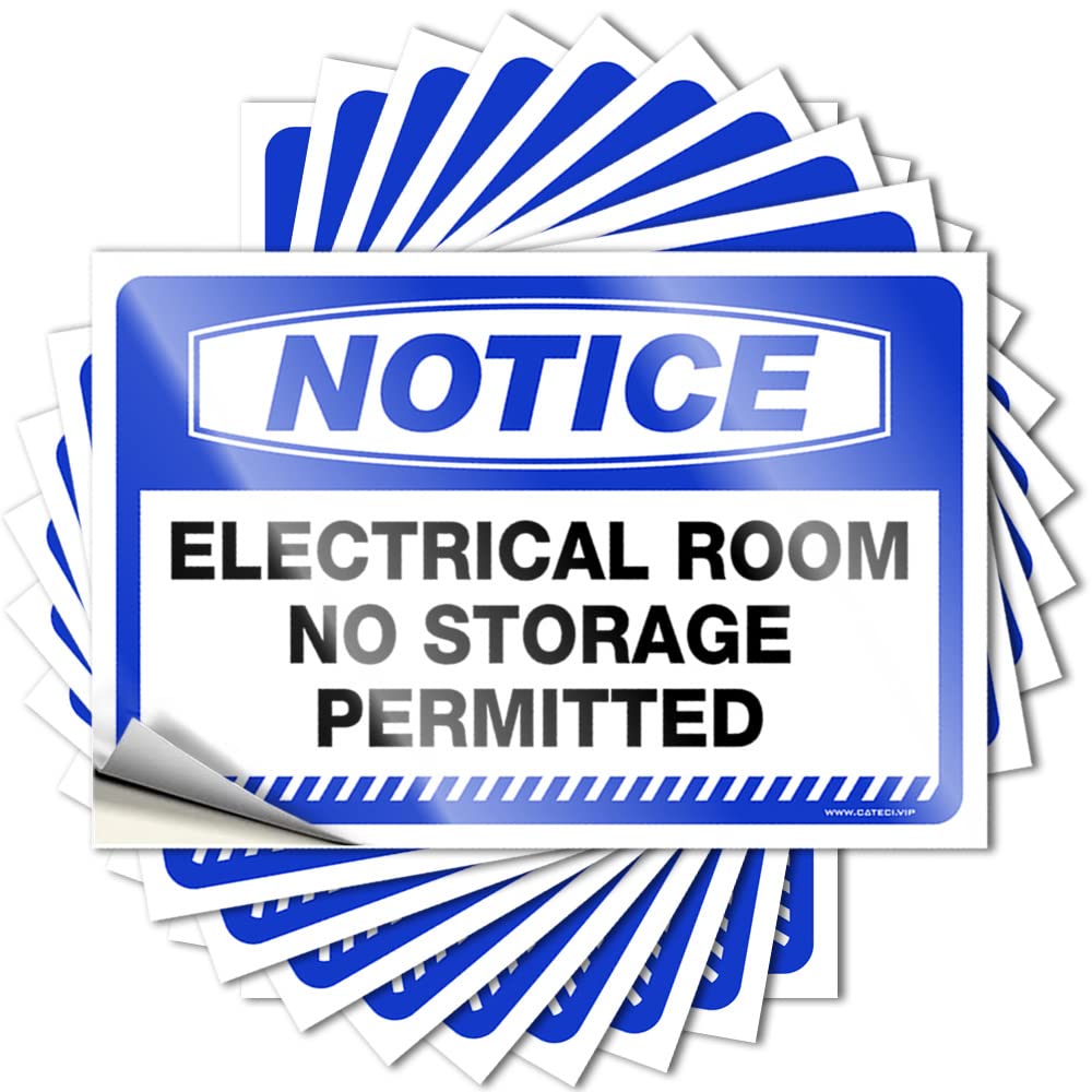 Rubber Decals - Half Stone Cover Notice Electrical Room No Storage Permitted(6X9CM)