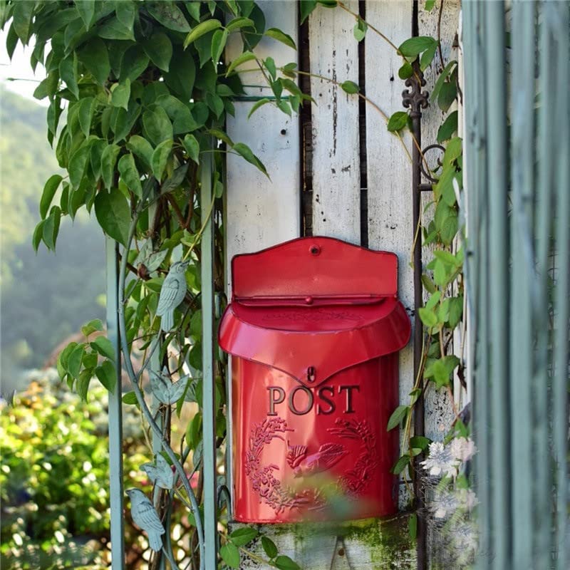 Mailbox-Wall-Mount-Letter-Box-Mailboxes-Retro-Metal-Country-House-Post-Bird-Pattern-Letter-Box-for-Garden-Outdoor-Decoration-Red Mailbox Wall Mount Letter Box Mailboxes Retro Metal Country House Post Bird Pattern Letter Box for Garden Outdoor Decoration Red