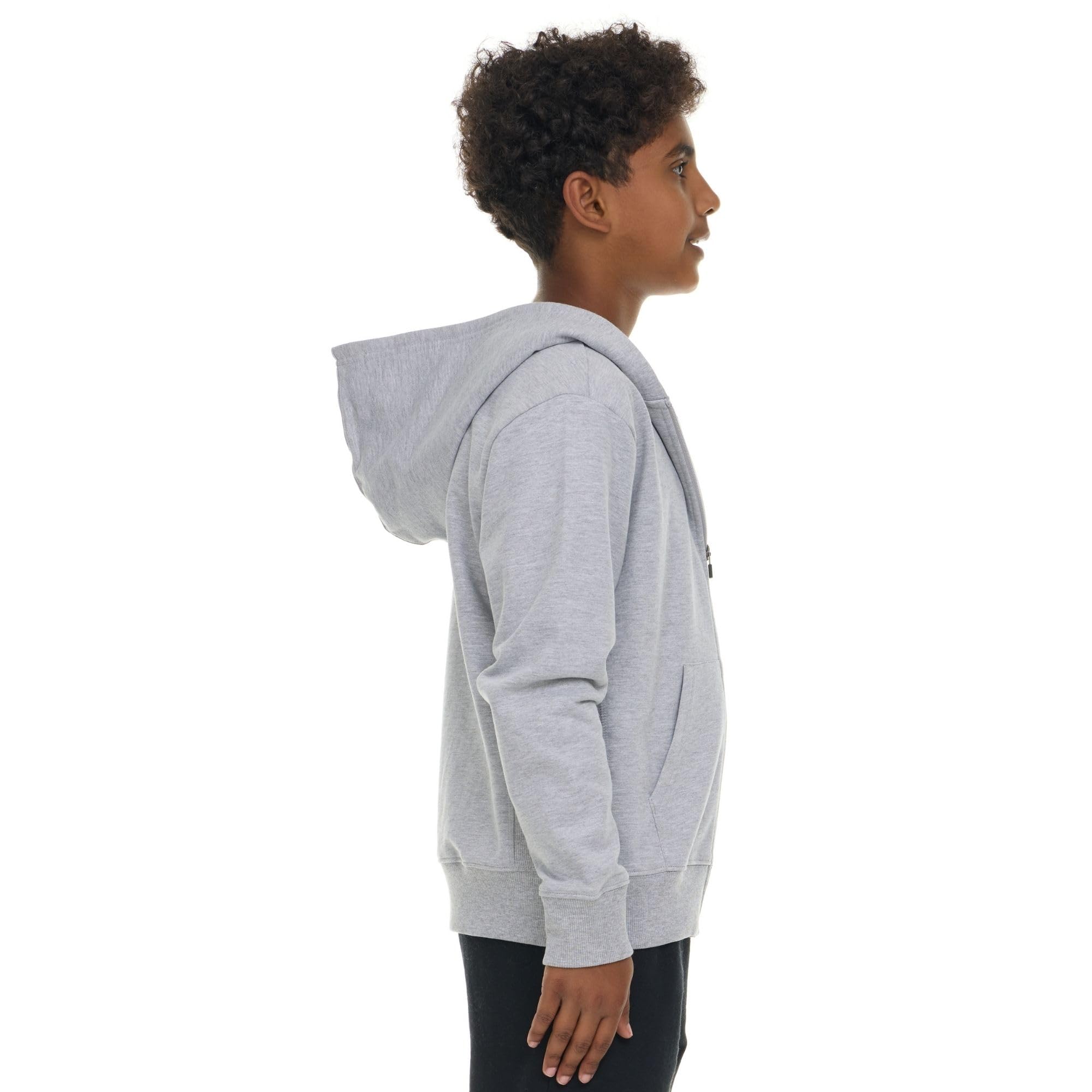New Balance Felpa con cappuccio e zip intera per ragazzi, in pile misto cotone di alta qualità, con cappuccio foderato, vestibilità comoda