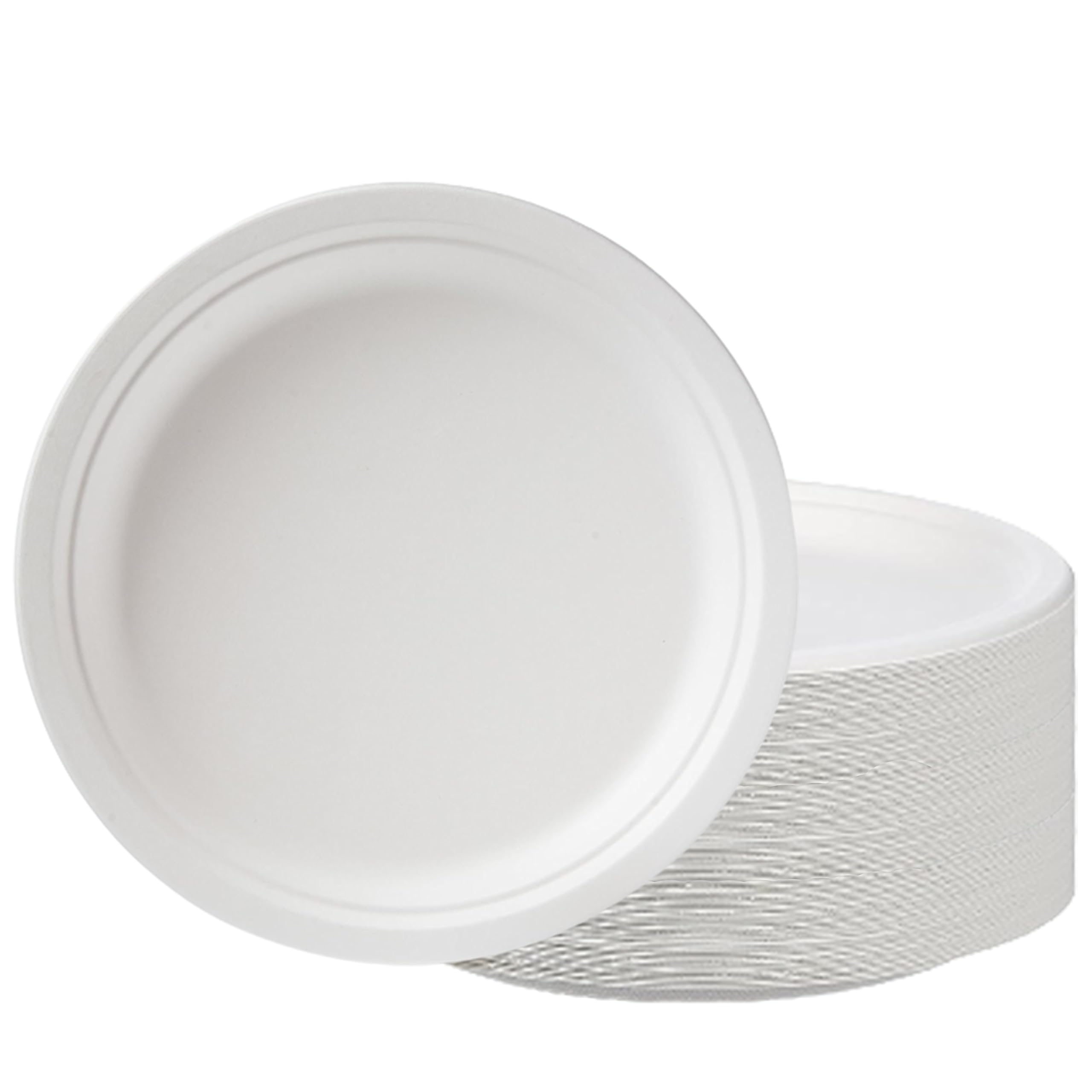 Perfectware Sugarcane Plates Round- 500 Sugarcane Plates Round ( Case of 500ct), 0.2