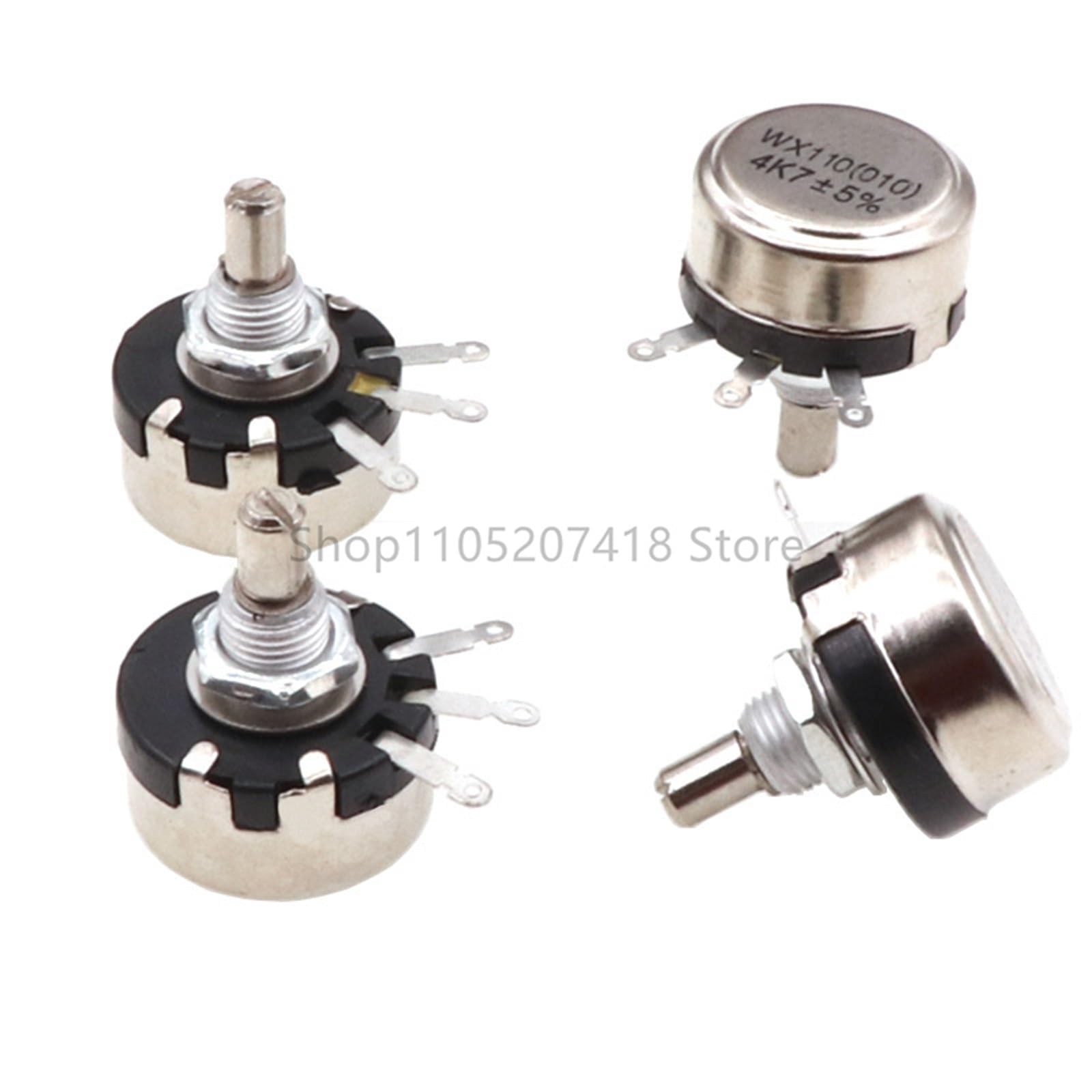 Potentiomètre WX010 WX110 1W 100 Ohm 1K 2K2 3K3 4K7 6K8 10K 6mm, arbre métallique, fil à tour unique, résistance réglable, 10 pièces/lot(4.7K Ohm)