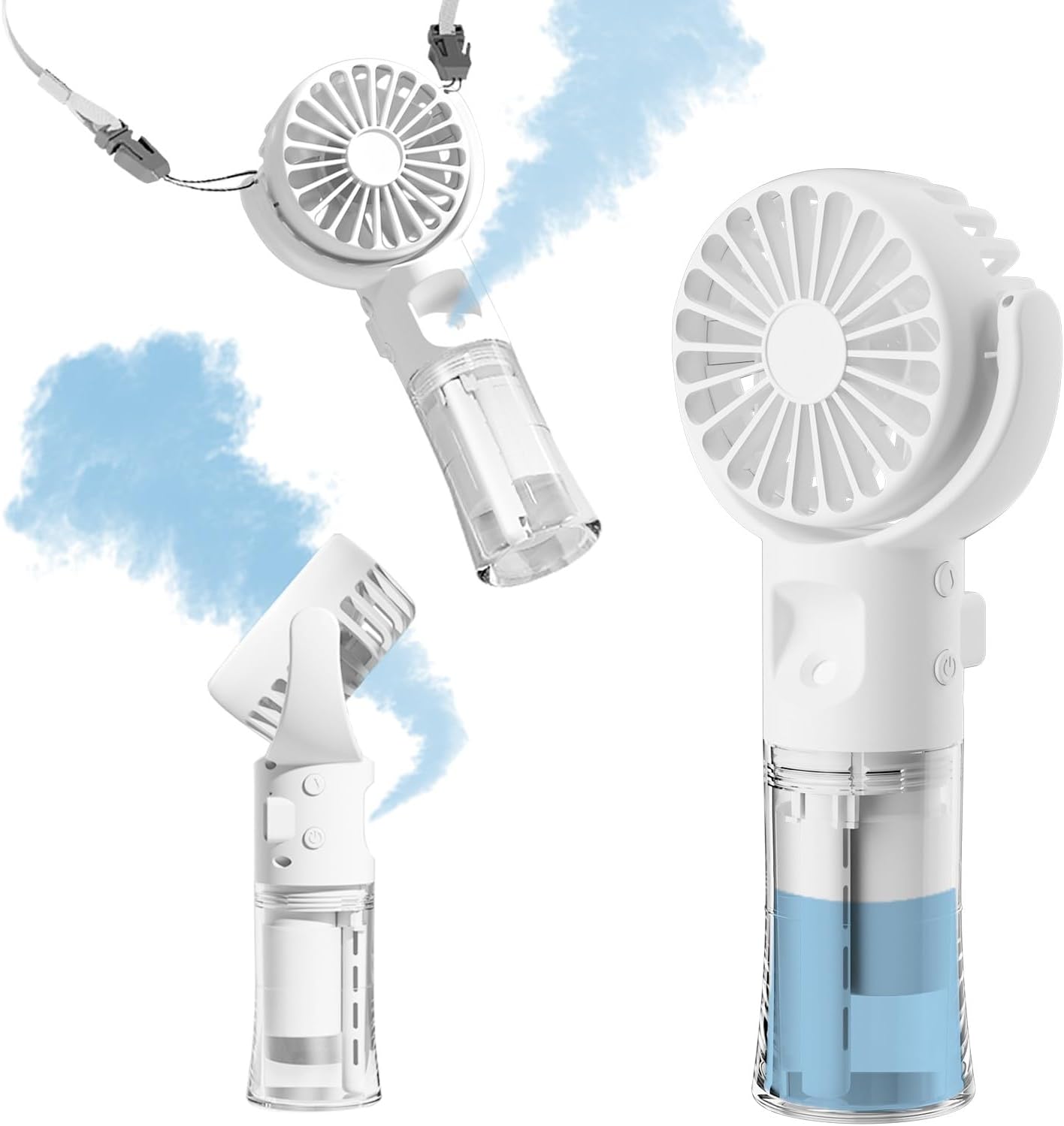 PRACHY Portable Fan with Water Spray, Handheld Misting Fan