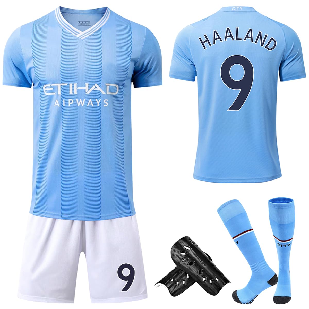 FWHFNB Camiseta de Fútbol,No.7/No.9 Camiseta de fútbol para niños,con Camiseta,Pantalones,Calcetines,Llavero y Rodilleras,23/24 Nueva Temporada Conjunto Camiseta De Fútbol
