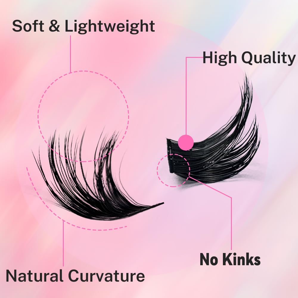GGOKOK Lash Clusters Wispy DIY Lash Extension 8-16mm Eyelash Clusters 100 pcs Natural Cluster Lashes Individual Lashes at Home D Curl Fluffy Eyelash Extensions(D10) - Image 2