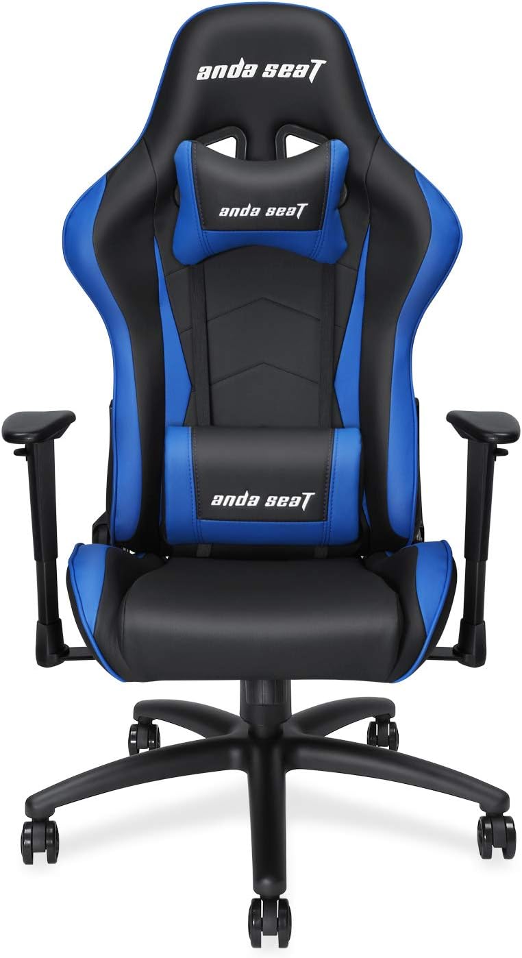 Anda Seat Axe Series Racing Style Gaming Chair with High Back, Office, Desk, Executive, Recliner, Swivel, Tilt, Rocker and Seat Height Adjustment, Lumbar and Headrest Pillows Included(Blue)