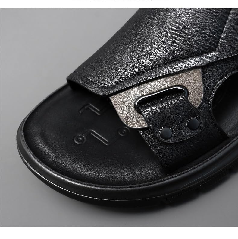 VOODUE Sandals for Men Summer Anti Slip Soft Sole Retro Dual Purpose Sandals and Slippers Outdoor Beach Shoes for Men (Color : Black, Size : 40 EU)3