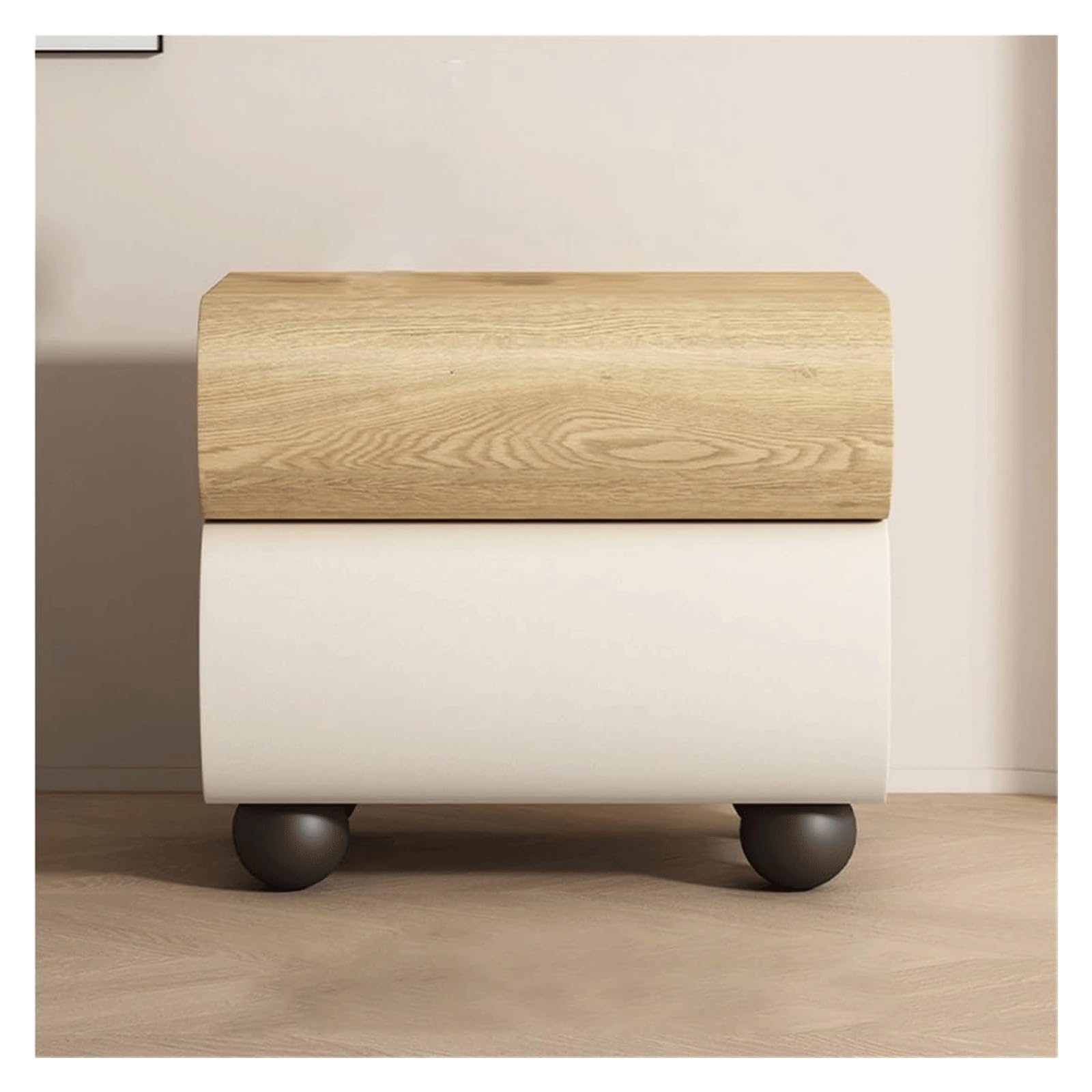 SXZenSpace Cute Nightstands Solid Wood Bedside Table Creative 360° Rotating Cabinet for Bedroom End with Drawers Side Table(Natural,50cm/19.7in)