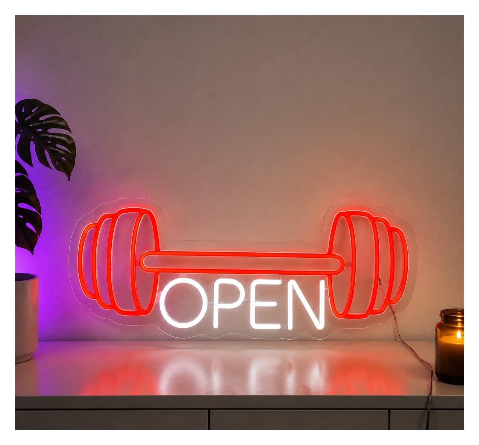 néon signe Gym Barbell Open Enseigne Néon