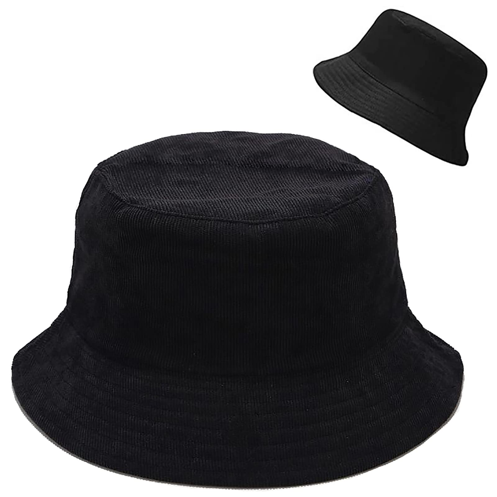 Winter Corduroy Bucket Hat Soft Warm Fisherman Hats for Women Men, Reversible Double-Side-Wear-image-46