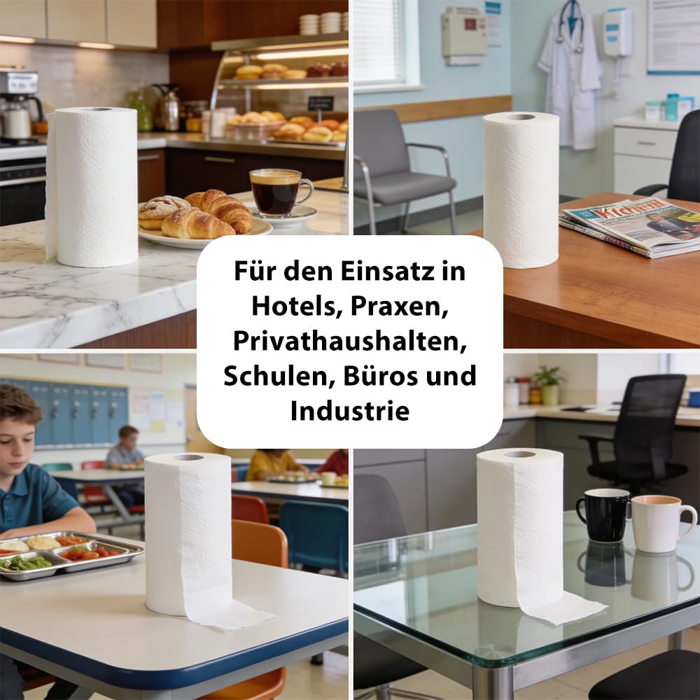 32 Küchenrollen – 3-lagig, saugstark & extra reißfest – 8×4 Rollen, 50 Blatt/Rolle – XXL Sparpack Haushaltsrollen Haushaltsrolle Papierhandtücher Küchenpapier Zellstoff weiß