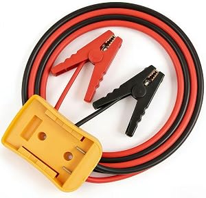 Jumper Cables with Adapter Compatible with DeWalt 20V Battery, 8AWG 2FT Silicone Booster Cables for Car or Tool Battery Jump Starting - Alligator Clips, Portable, Heat Resistant (392℉/200℃)