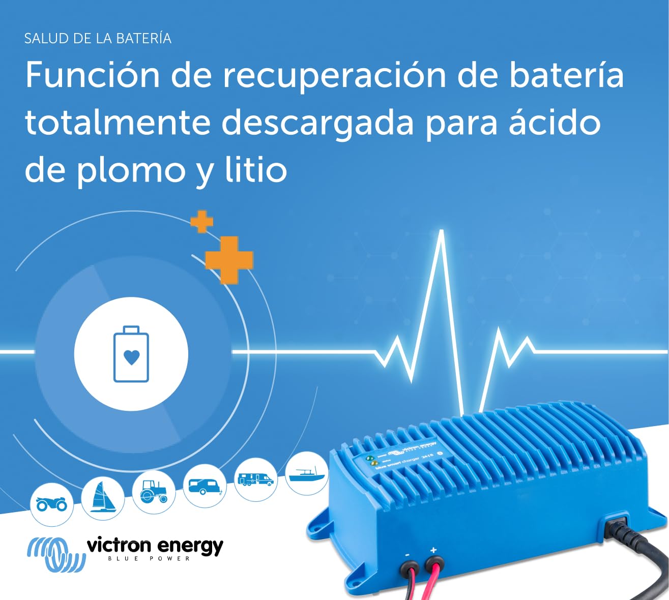 Victron Energy Blue Smart IP67 24-Voltios 8 amperios 230V Cargador de batería Bluetooth (CEE 7/7)