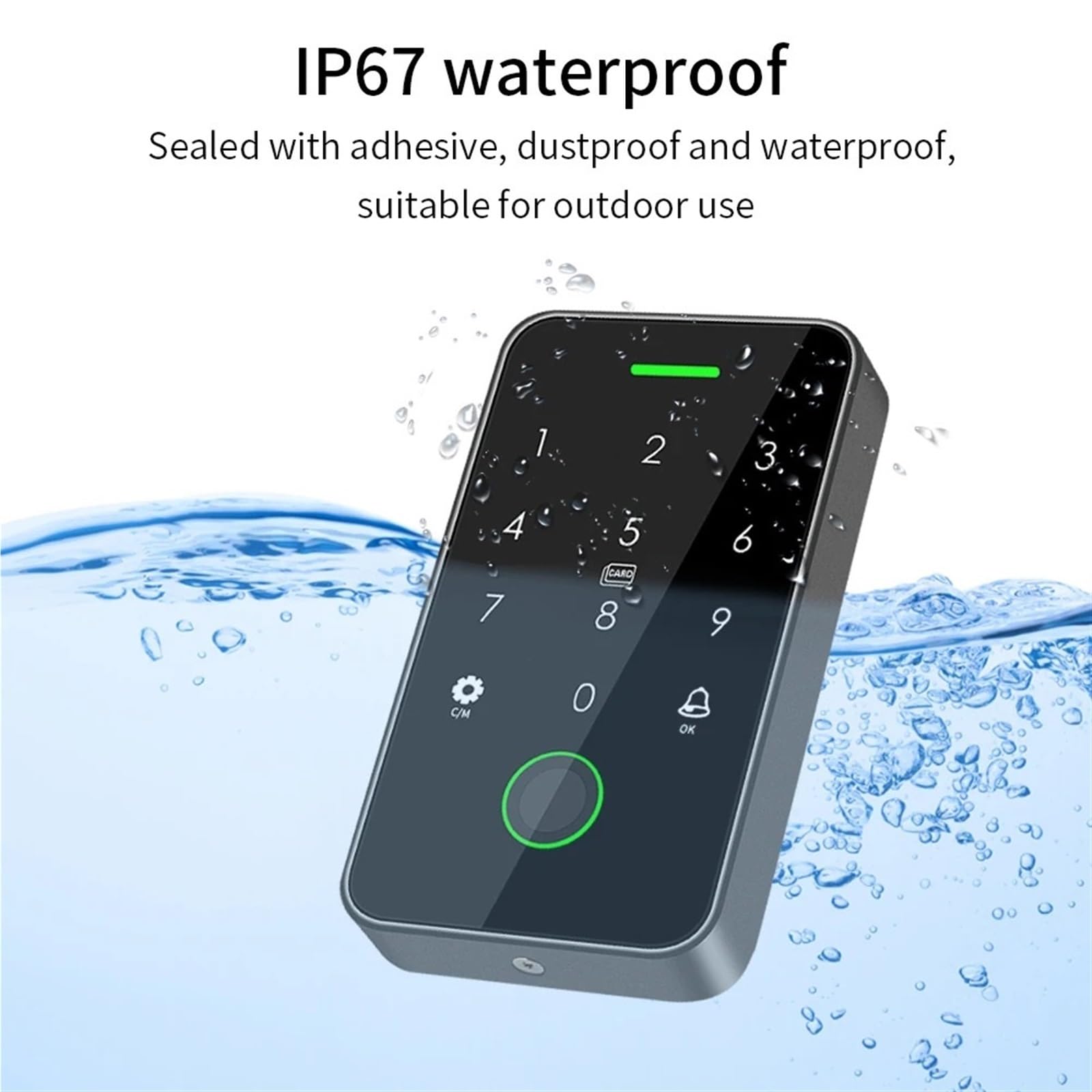 Zestaw kontroli dostępu, Podwójny RFID 125 Khz + 13,56 MHz NFC Zewnętrzna klawiatura kontroli dostępu za pomocą linii papilarnych IP67 Wodoodporny mechanizm otwierania drzwi biometrycznych(B)