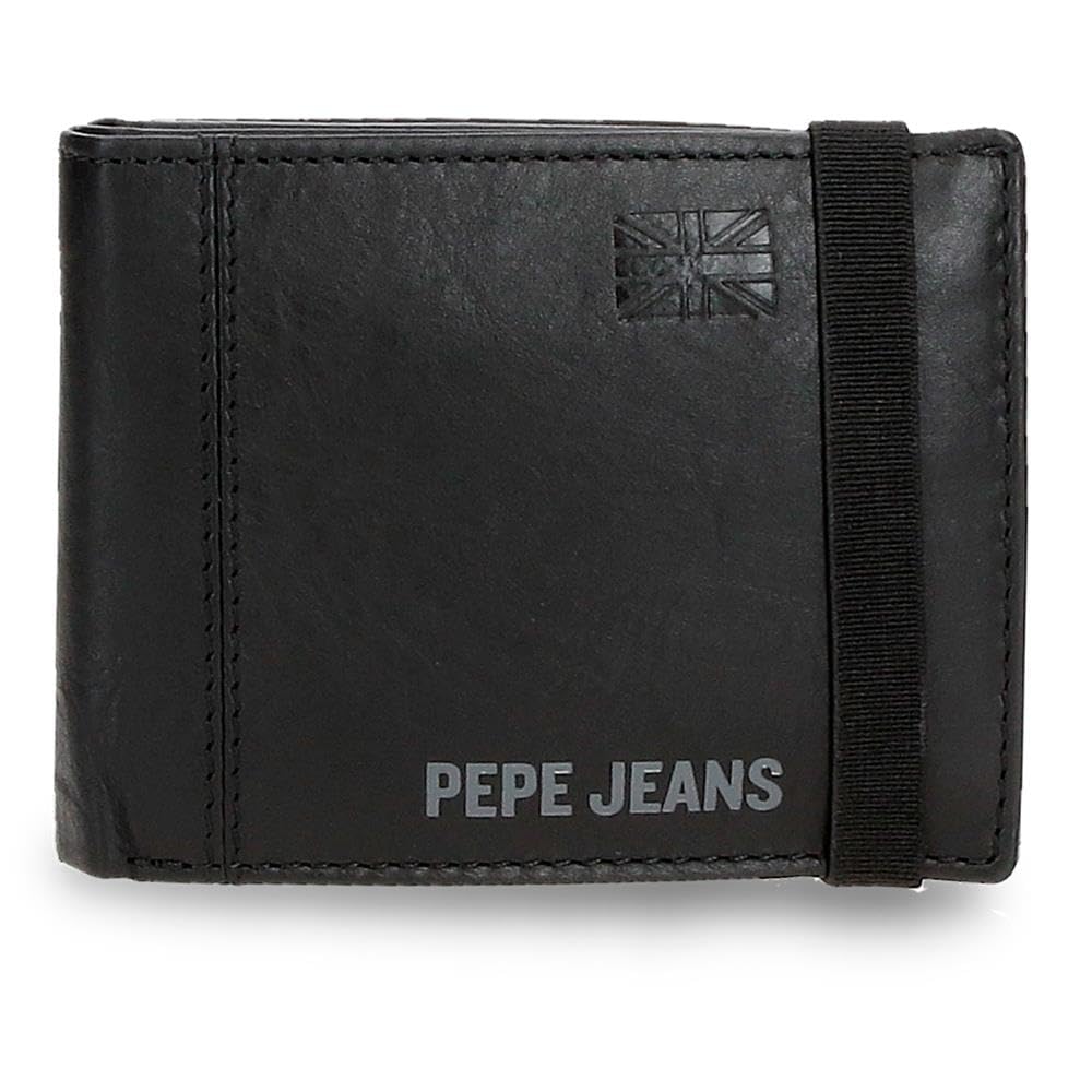 Pepe Jeans Cortland Cartera con Cinta elástica Negro 11,5x8,5x1 cms Piel by Joumma Bags