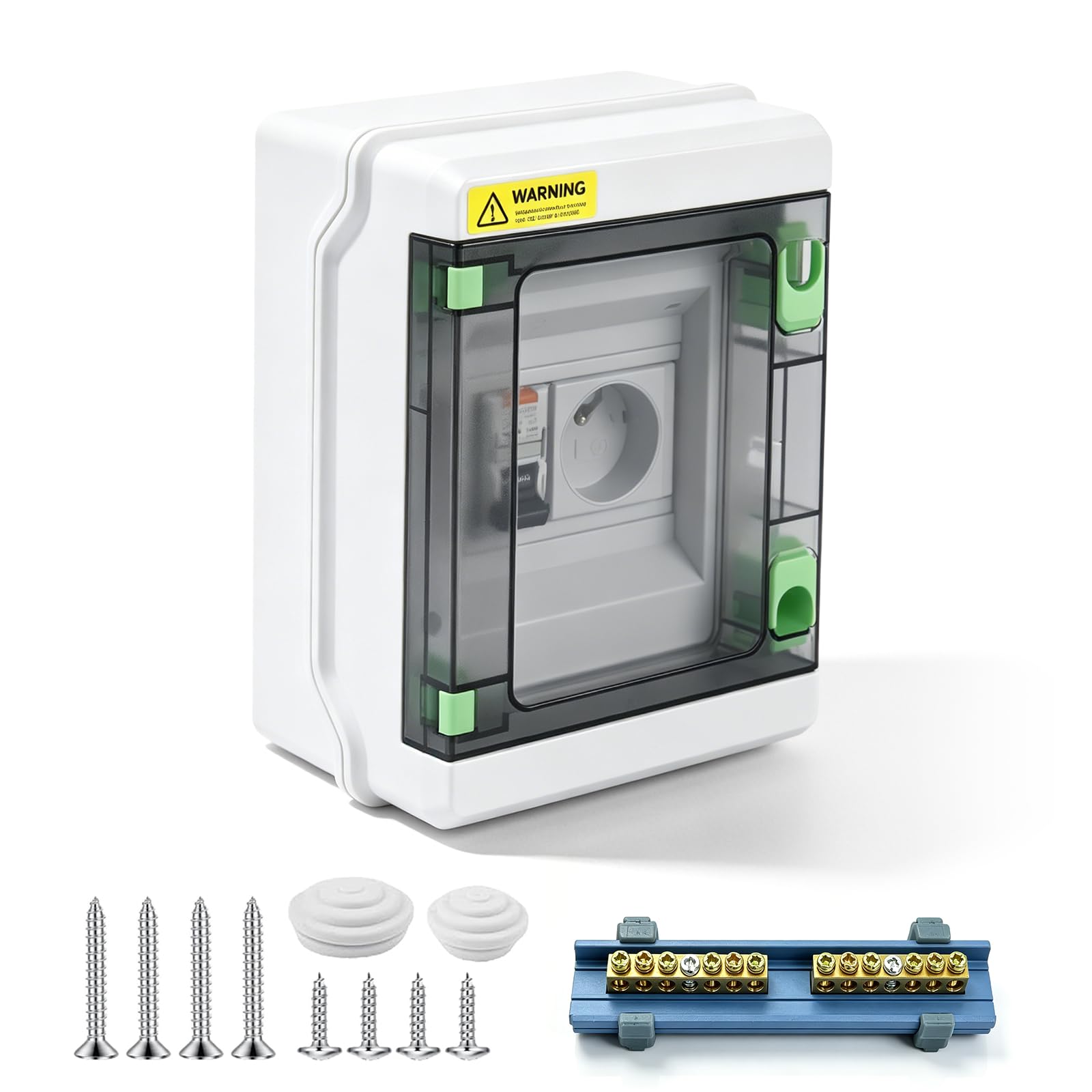 Prise Schuko VETOLAKA avec dispositif différentiel résiduel (DDR), boîte d'encastrement, DDR, prise extérieure étanche, coffret de distribution mural étanche IP65 complet - Prise 16 A 230 V et DDR 16