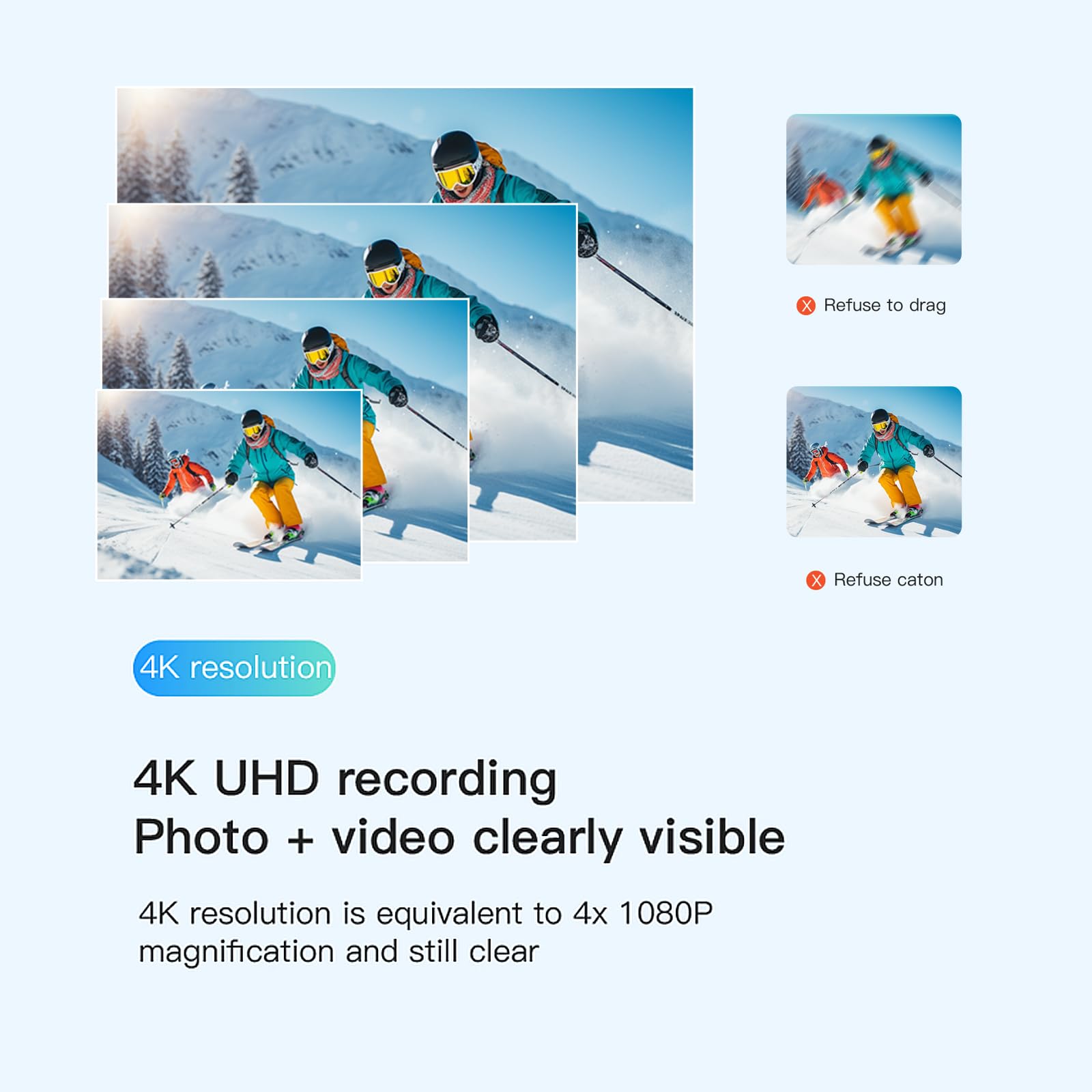 H8 Caméra d'action avec pouce 4K 64 Go, mini caméras corporelles, caméra de vlogging de poche portable, support multi-accessoires n'importe où, petite caméra mains libres portable pour casque, pour le